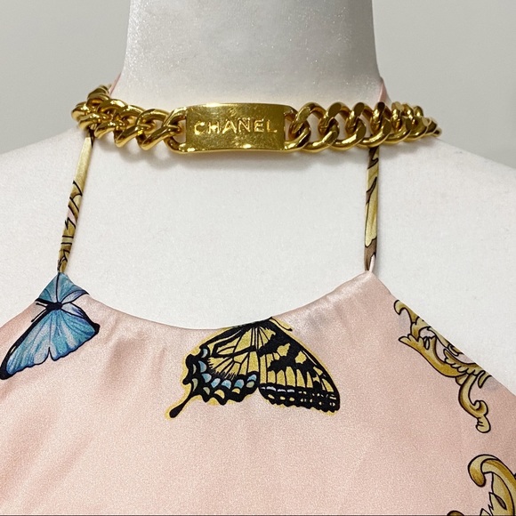 CHANEL VINTAGE Logo Gold Chain Belt Necklace - Picture 7 of 8